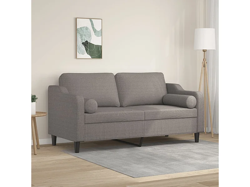 Canapé 2 places avec oreillers décoratifs taupe 140 cm tissu