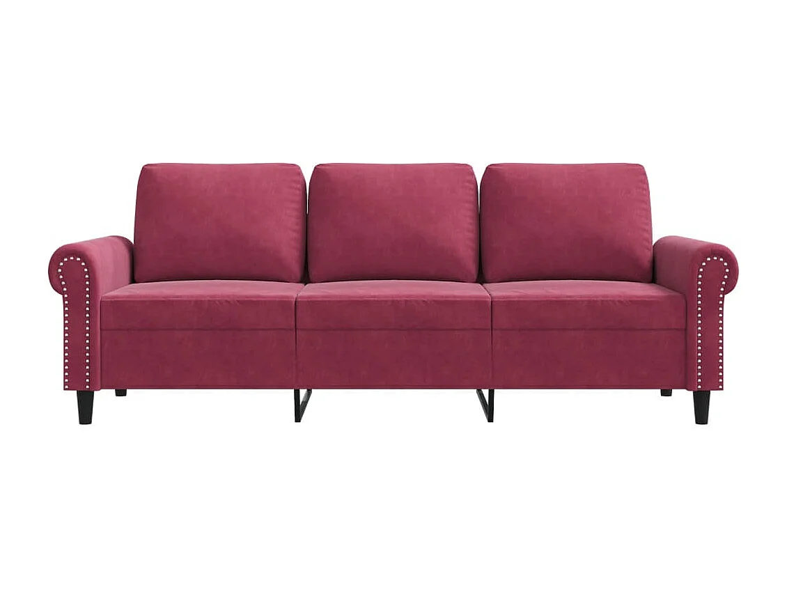 Driezitsbank 180 cm fluweel wijnrood