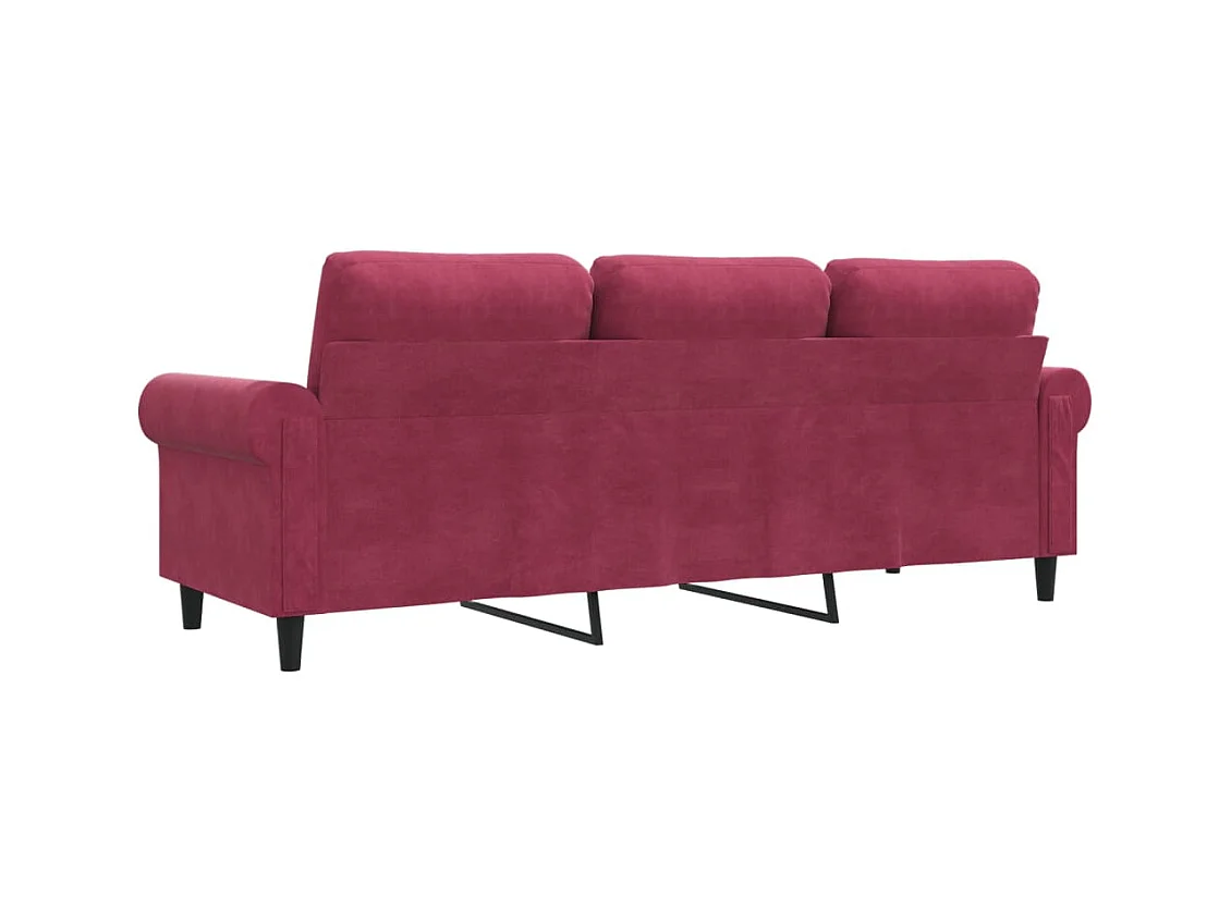 Canapé à 3 places Rouge bordeaux 180 cm Velours
