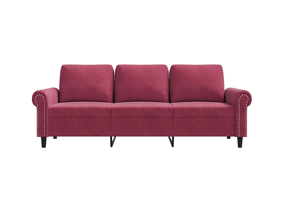 Canapé à 3 places Rouge bordeaux 180 cm Velours