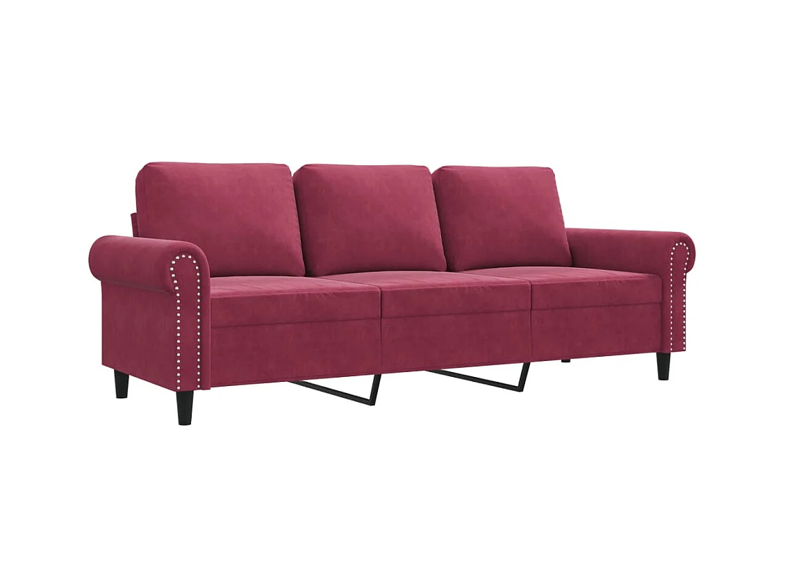 Canapé à 3 places Rouge bordeaux 180 cm Velours