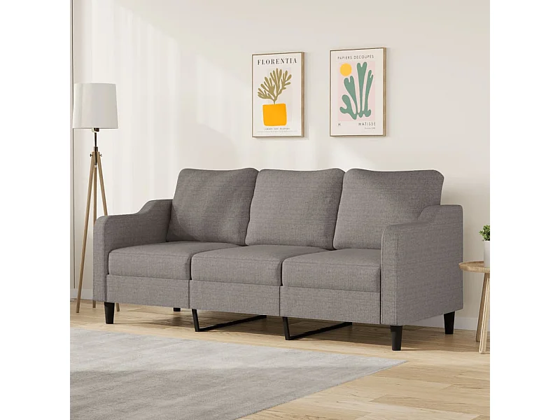 Sofá de 3 lugares tecido 180 cm cinzento-acastanhado