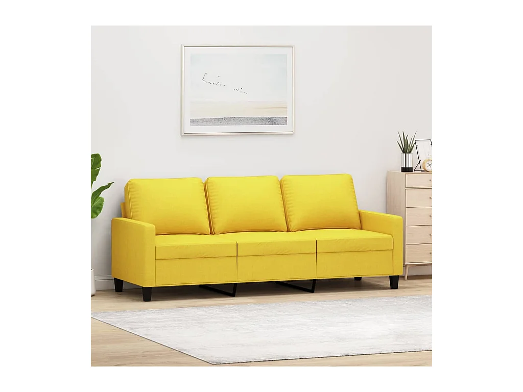 Canapé à 3 places Jaune clair 180 cm Tissu
