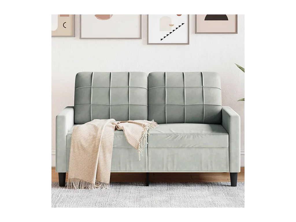 Canapé à 2 places Gris clair 120 cm Velours