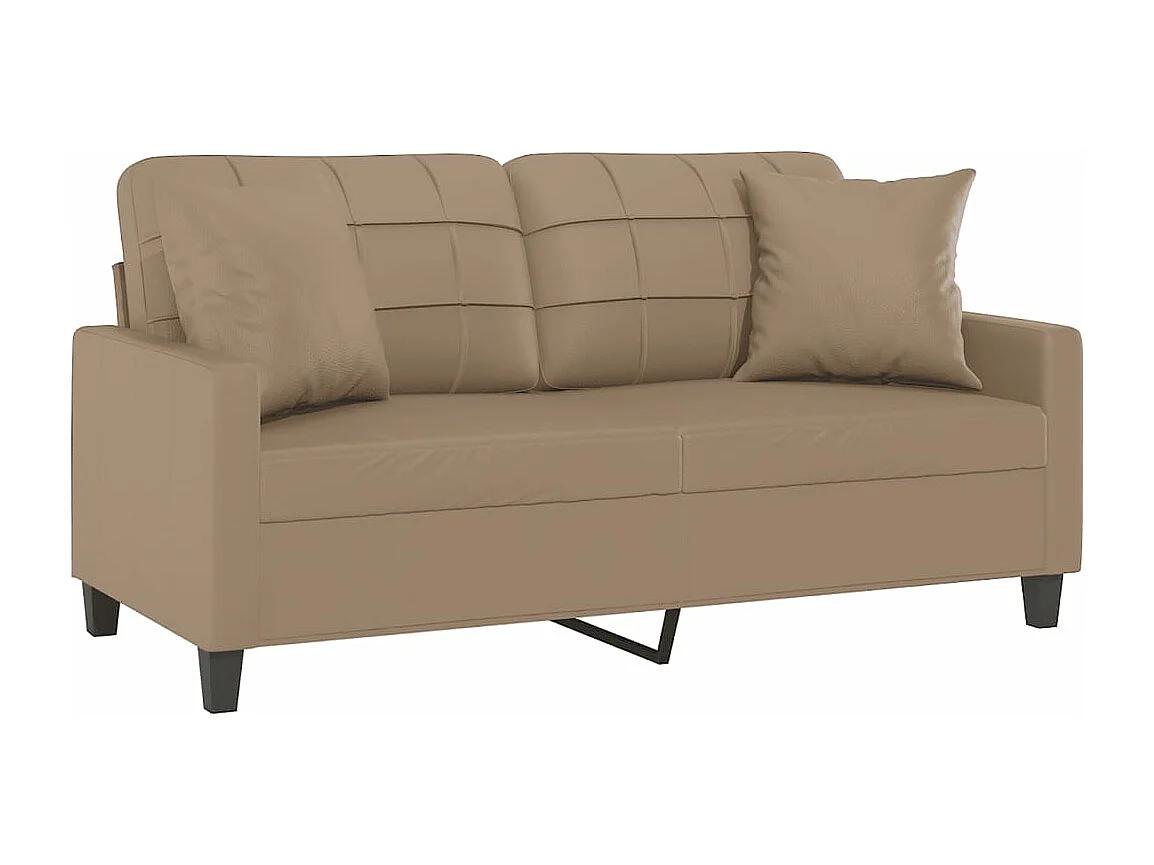 Canapé 2 places avec oreillers cappuccino 140 cm similicuir