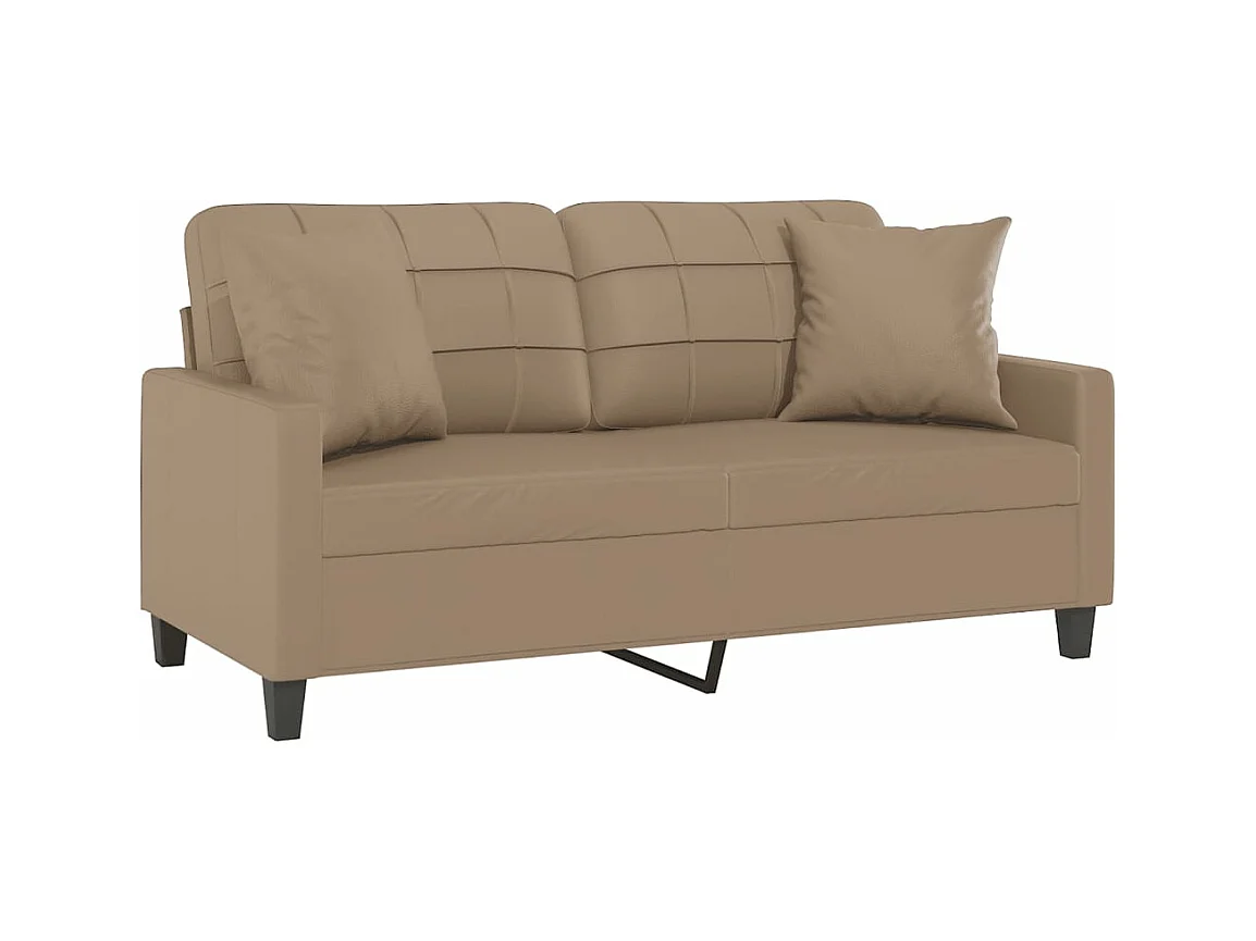 Tweezitsbank met sierkussens 140 cm kunstleer cappuccinokleurig