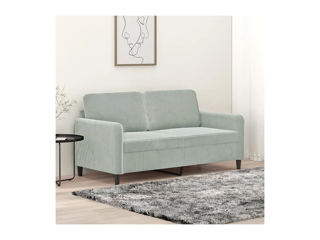Canapé à 2 places Gris clair 140 cm Velours