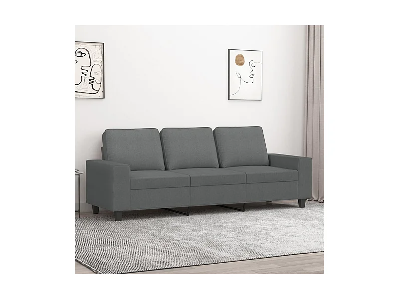 Canapé à 3 places Gris foncé 180 cm Tissu
