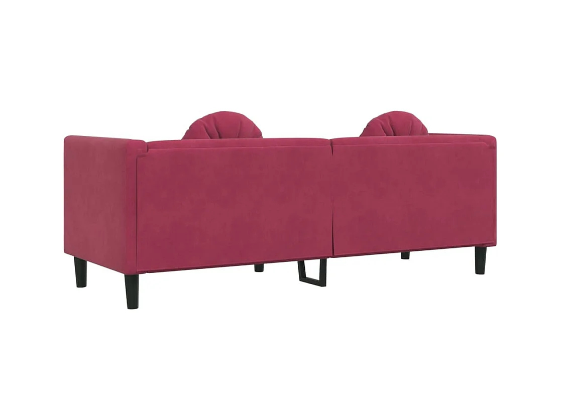 Canapé avec coussins 3 places rouge bordeaux velours
