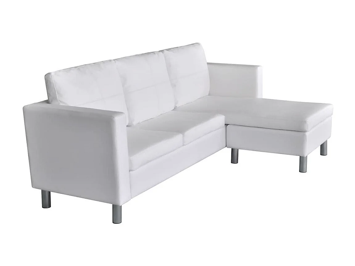 Canapé sectionnel à 3 places cuir synthétique blanc