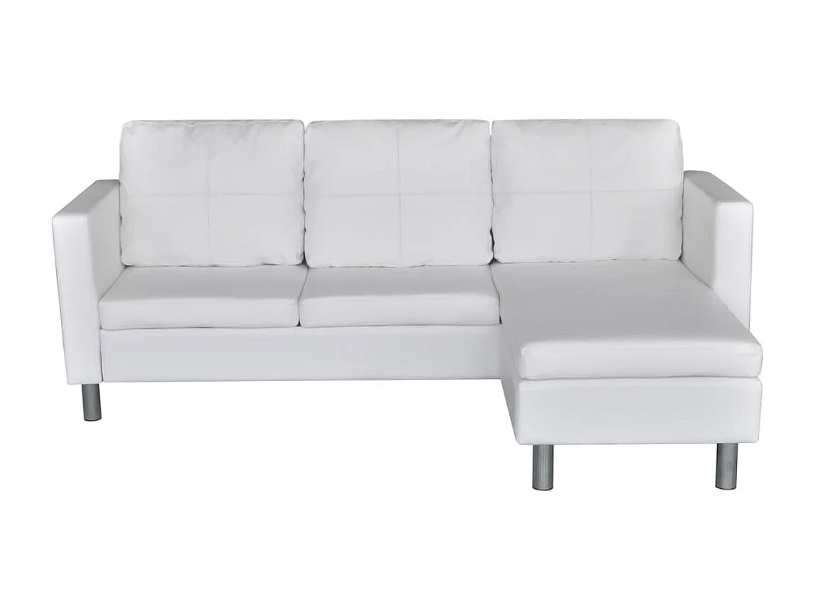 Canapé sectionnel à 3 places cuir synthétique blanc