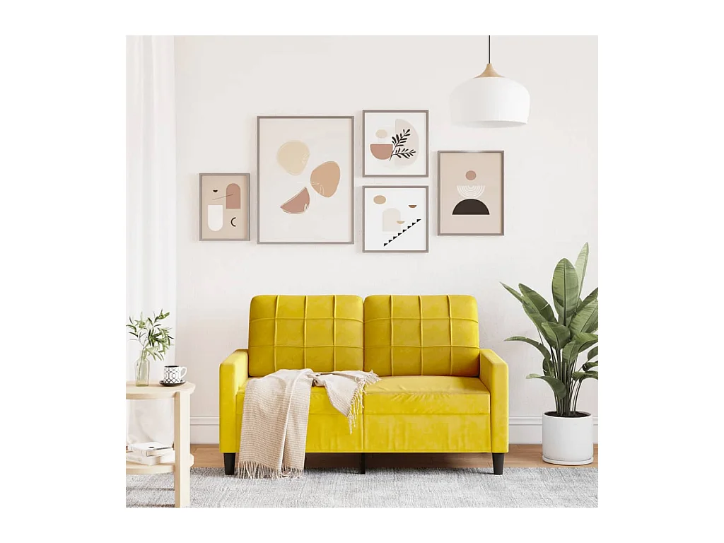 Canapé à 2 places Jaune 120 cm Velours