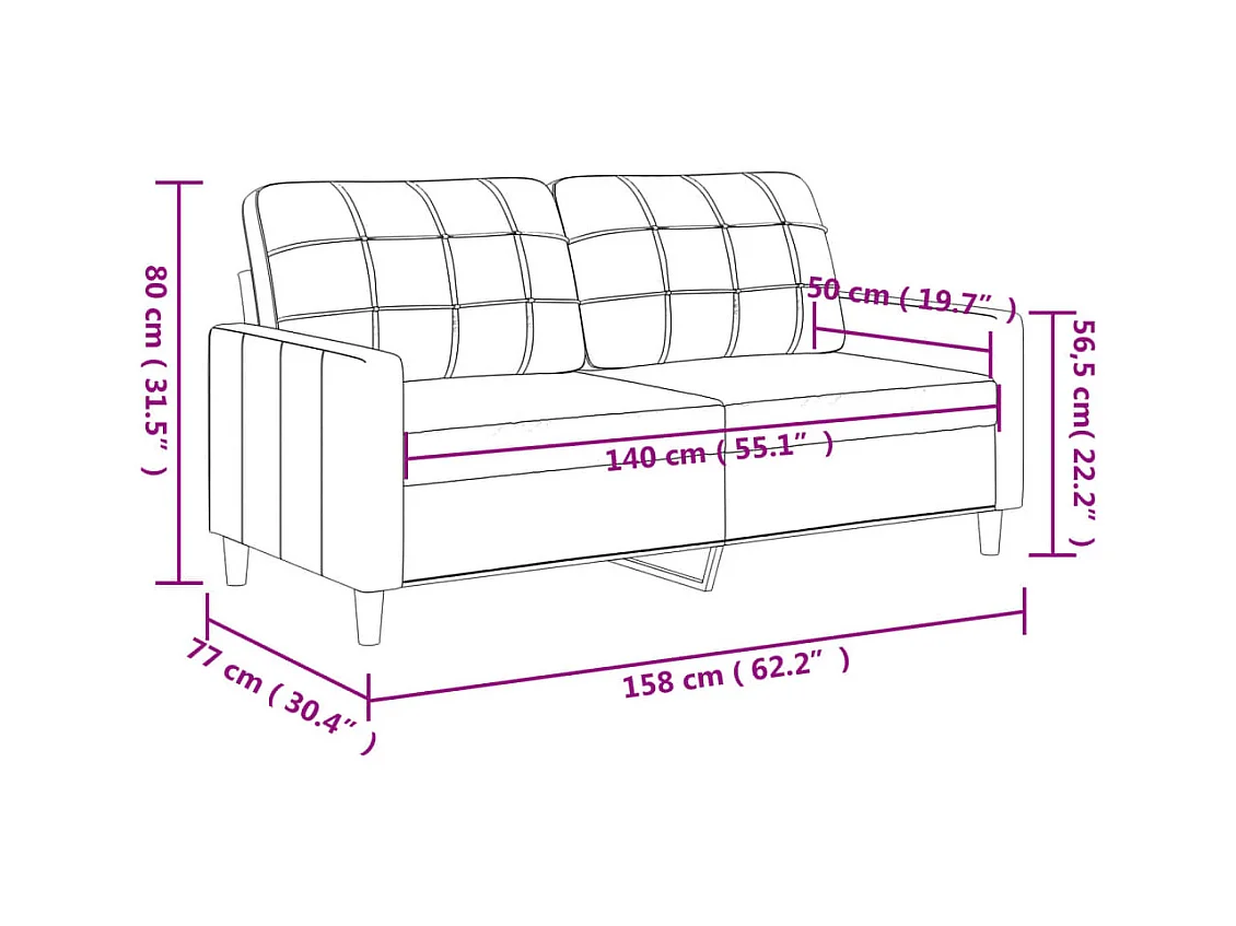 Tweezitsbank 140 cm stof bruin