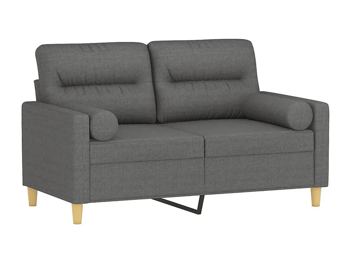 Sofá de 2 plazas con cojines tela gris oscuro 120 cm