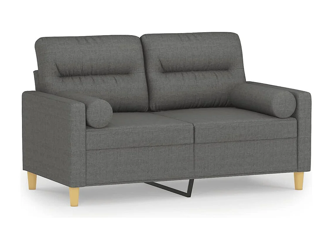 Canapé 2 places avec oreillers gris foncé 120 cm tissu
