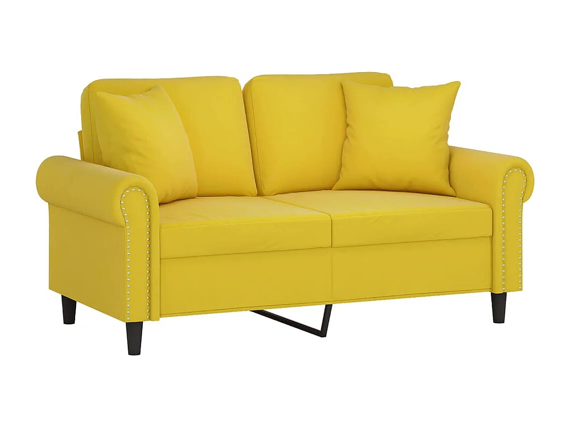 Tweezitsbank met sierkussens 120 cm fluweel geel