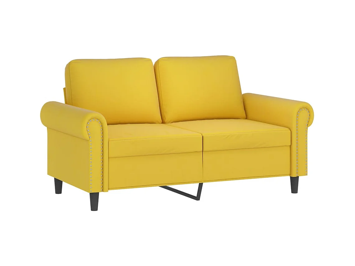 Canapé 2 places avec oreillers décoratifs jaune 120 cm velours