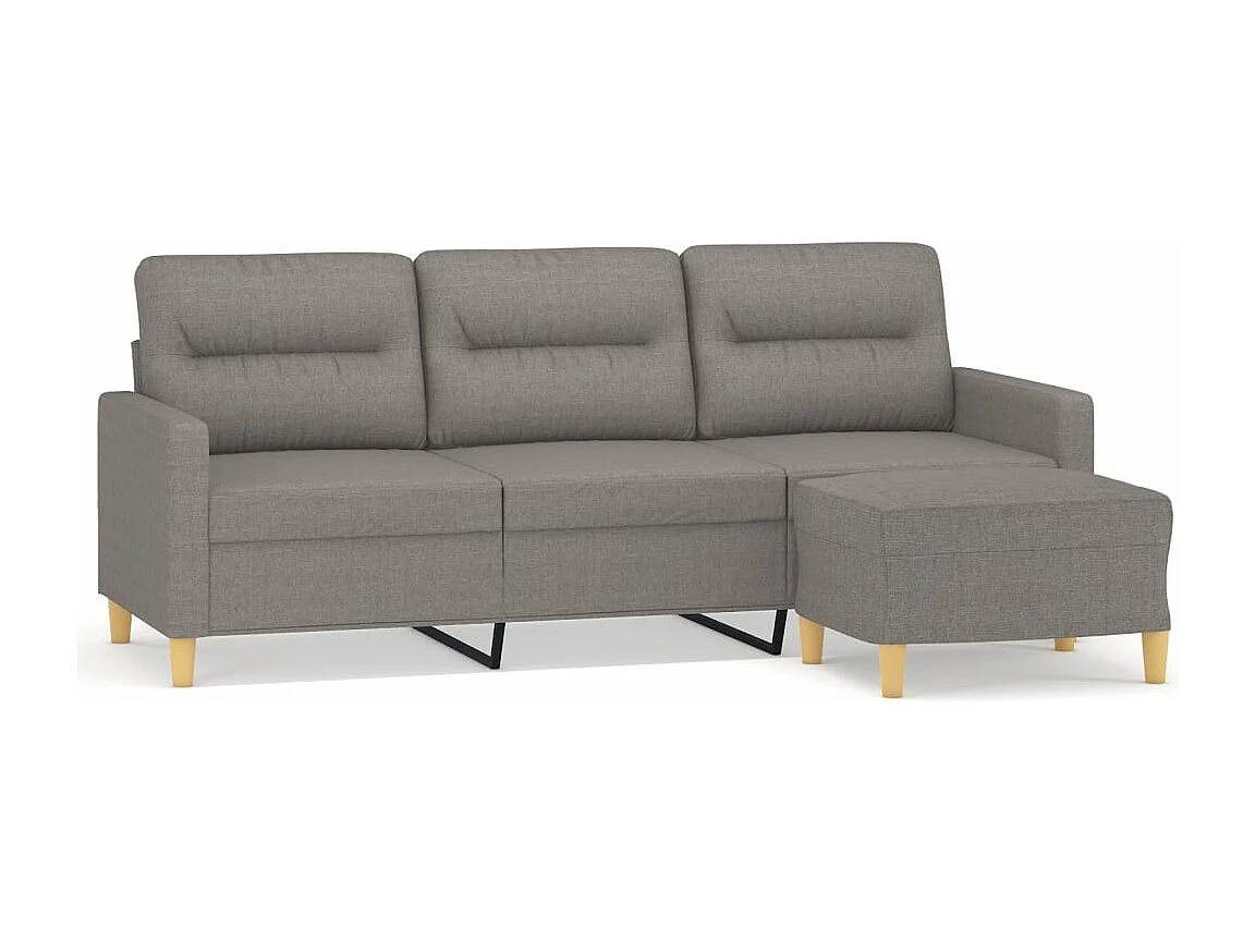 Driezitsbank met voetenbank 180 cm stof taupe