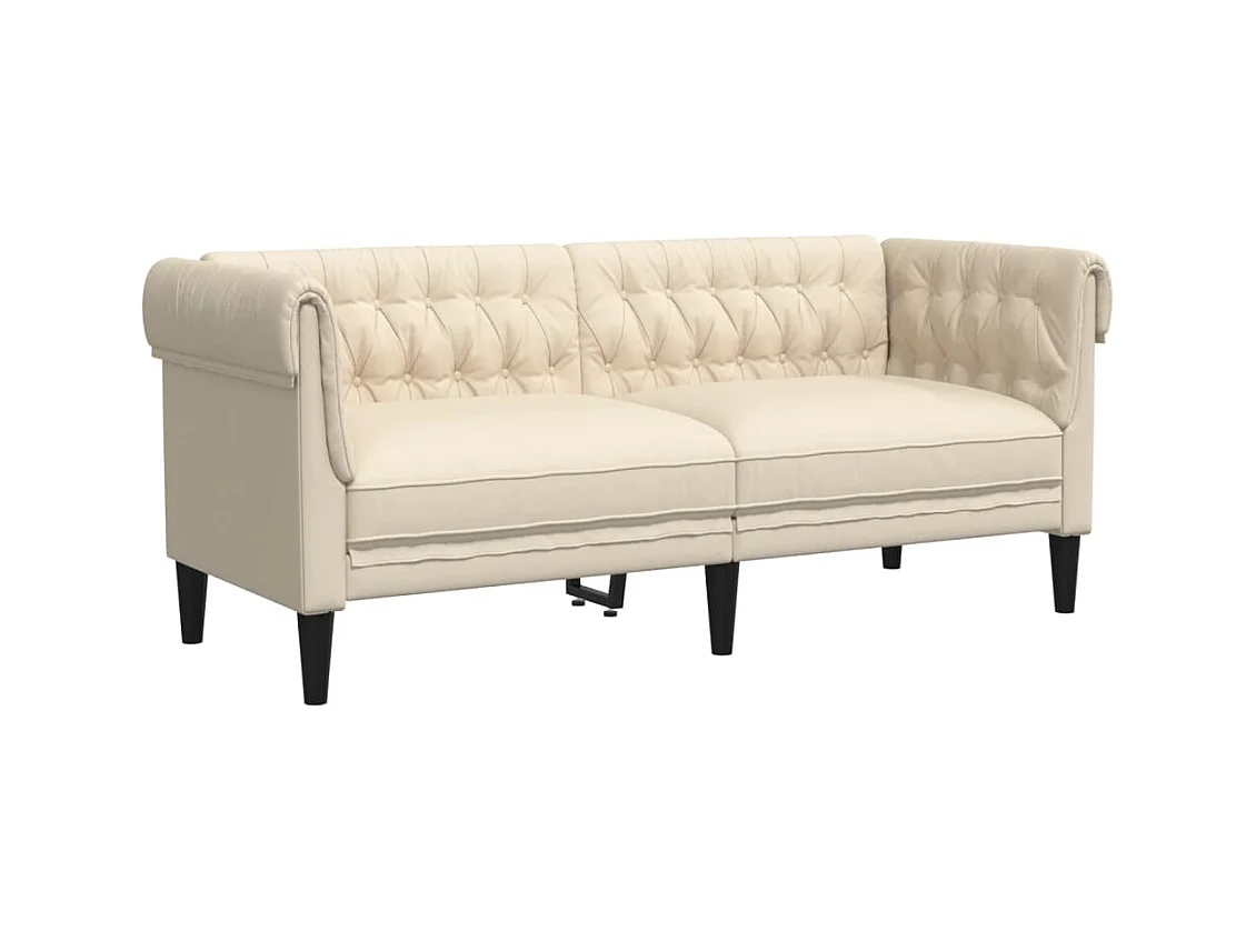 Canapé Chesterfield 2 places crème tissu