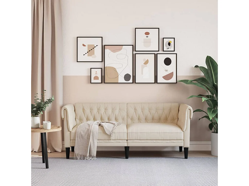 Tweezitsbank Chesterfield-stijl linnen