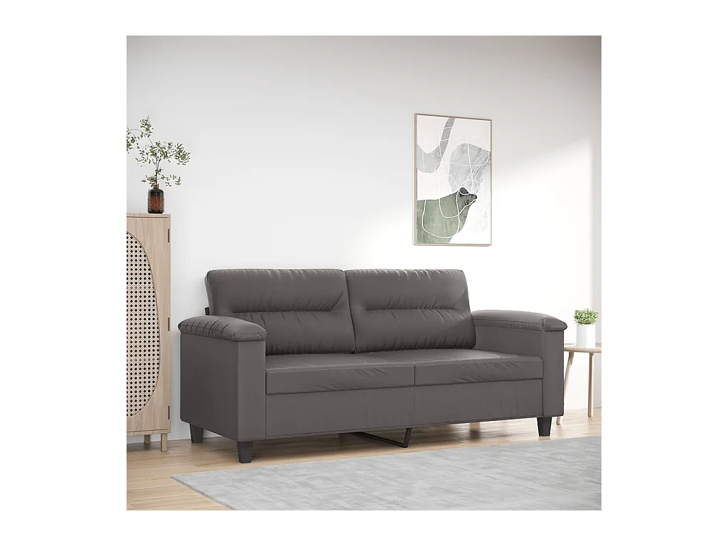 Sofá de 2 plazas de cuero sintético gris 140 cm