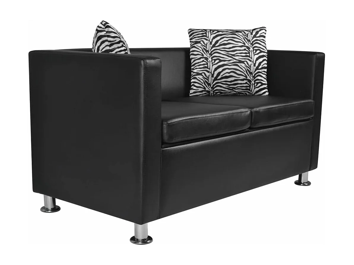 Canapé à 2 places Cuir synthétique Noir