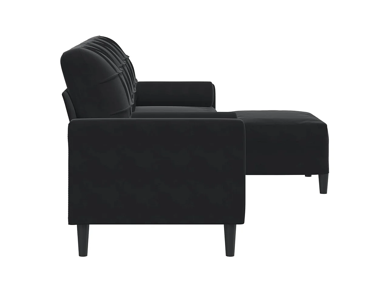 Canapé à 3 places avec repose-pieds Noir 210 cm Velours
