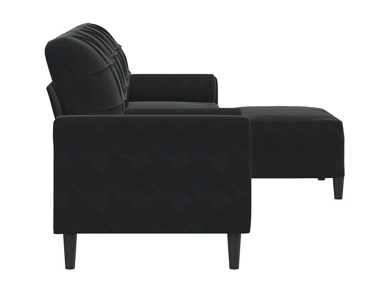 Canapé à 3 places avec repose-pieds Noir 210 cm Velours