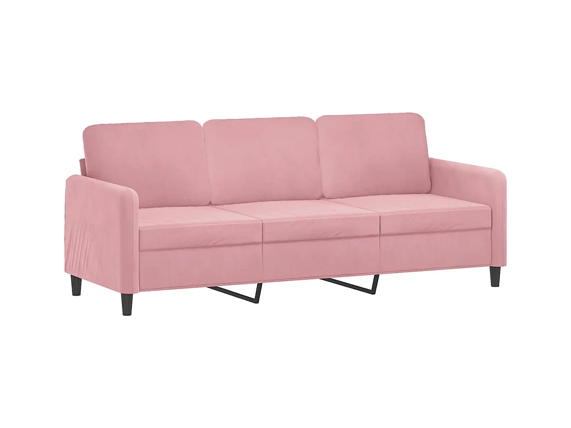 Canapé à 3 places avec repose-pieds Rose 180 cm Velours