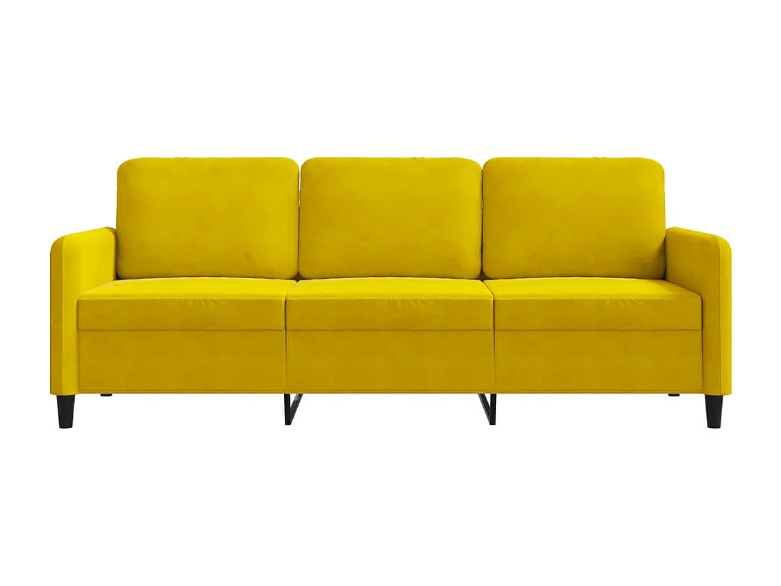 Canapé à 3 places Jaune 180 cm Velours