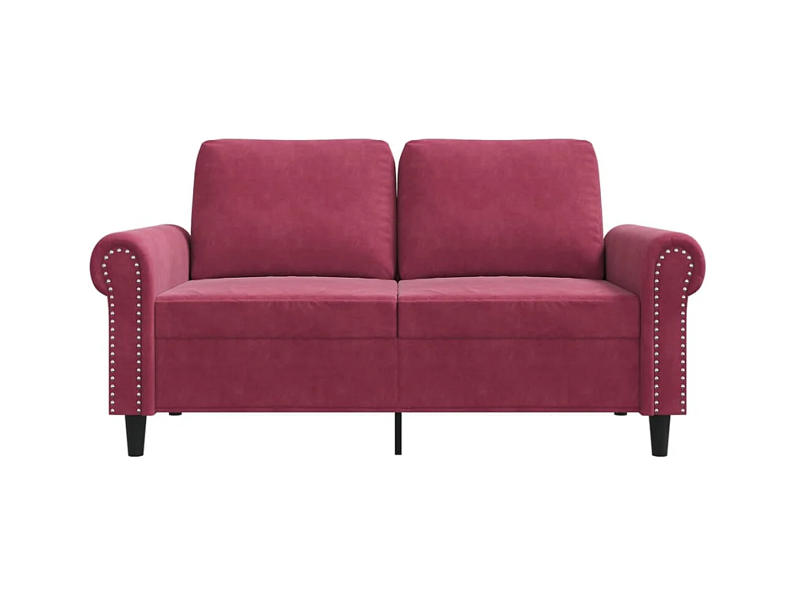 Canapé à 2 places Rouge bordeaux 120 cm Velours