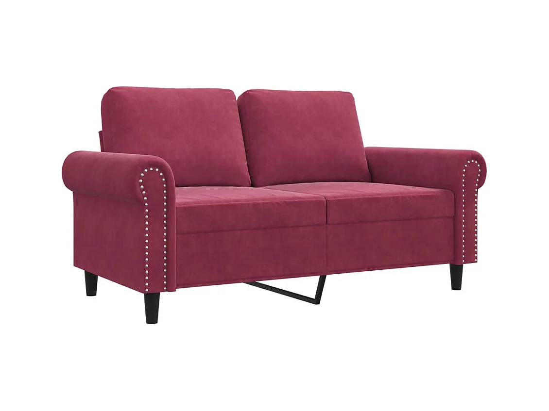 Canapé à 2 places Rouge bordeaux 120 cm Velours