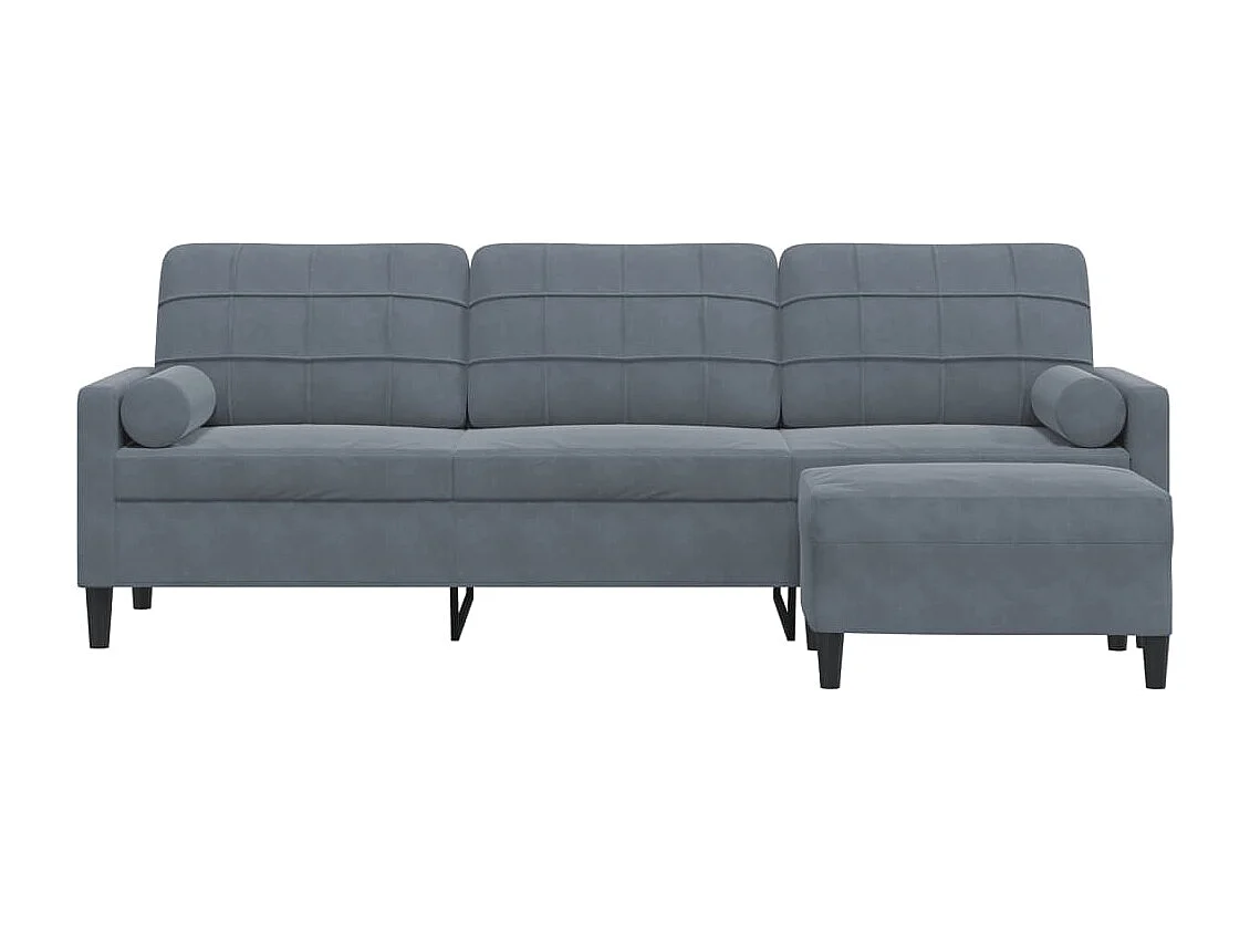 Canapé à 3 places avec repose-pieds Gris foncé 210 cm Velours