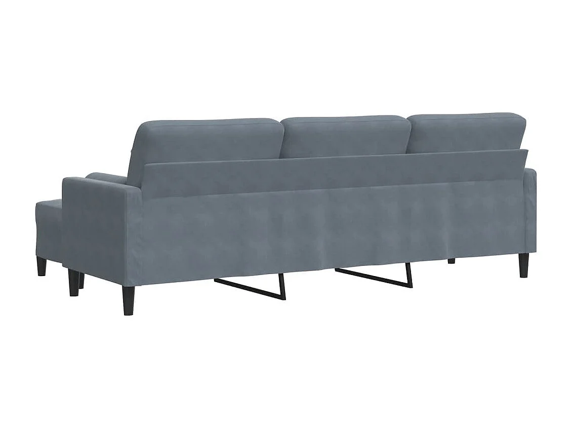 Canapé à 3 places avec repose-pieds Gris foncé 210 cm Velours