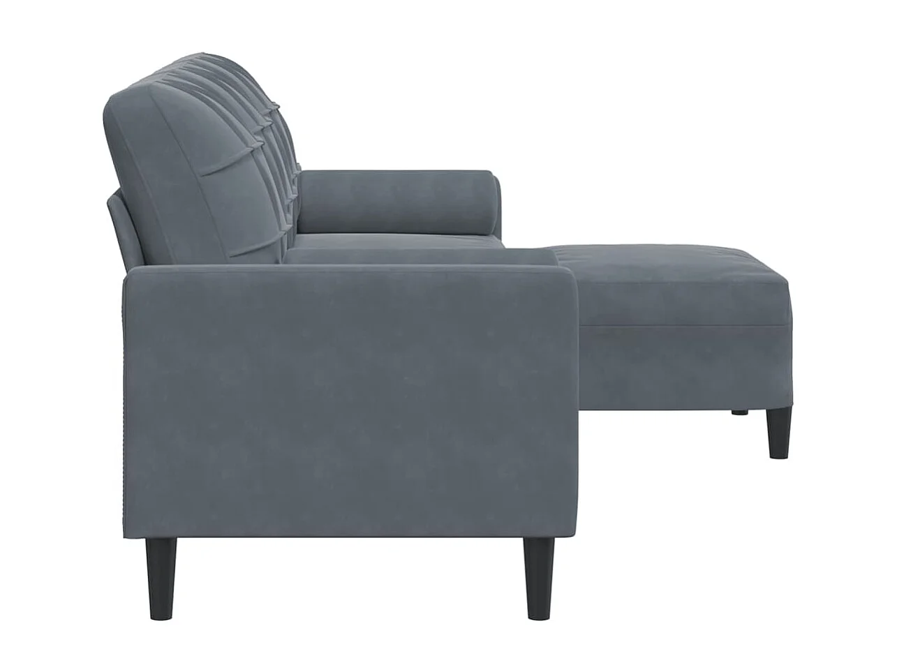 Canapé à 3 places avec repose-pieds Gris foncé 210 cm Velours