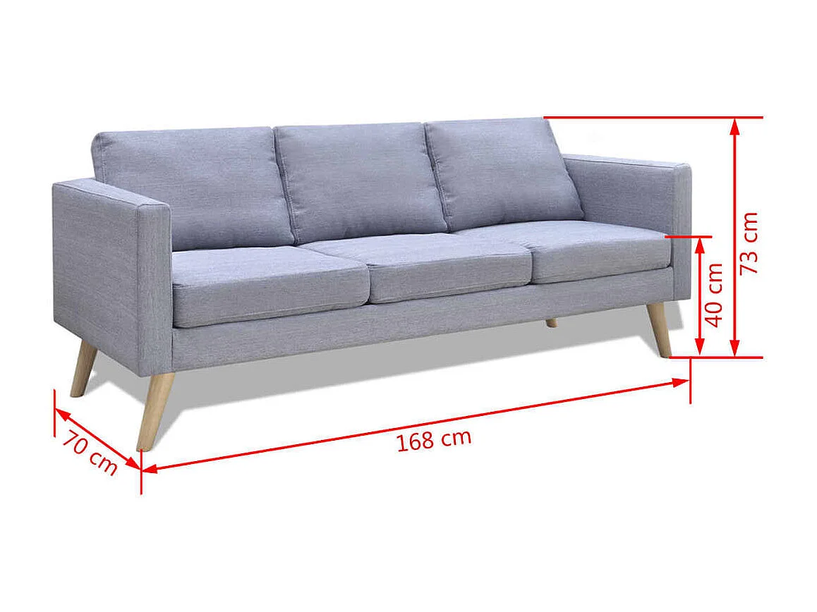 Canapé à 3 places Tissu Gris clair