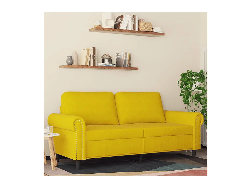 Canapé à 2 places Jaune 140 cm Velours
