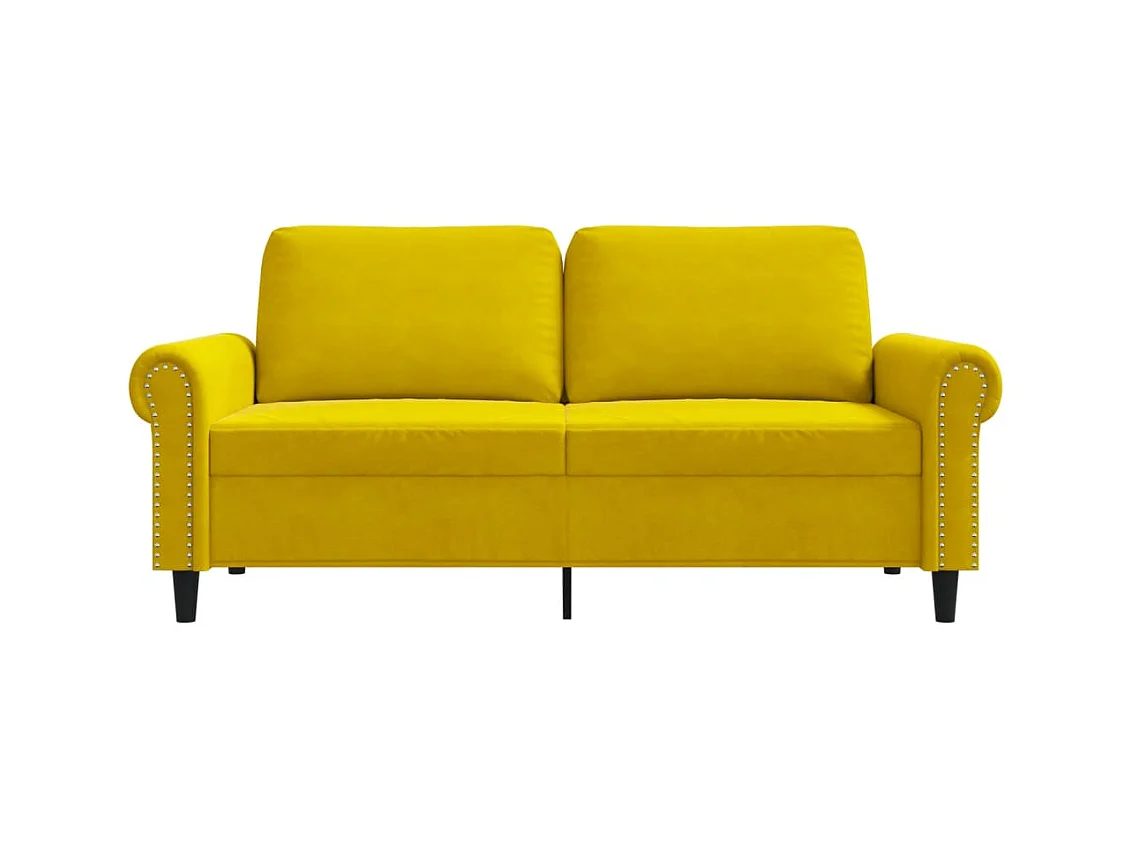 Canapé à 2 places Jaune 140 cm Velours