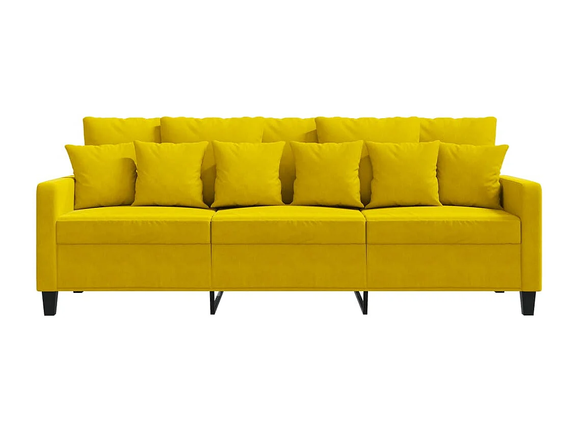 Driezitsbank 180 cm fluweel geel