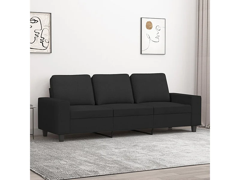 Driezitsbank 180 cm stof zwart