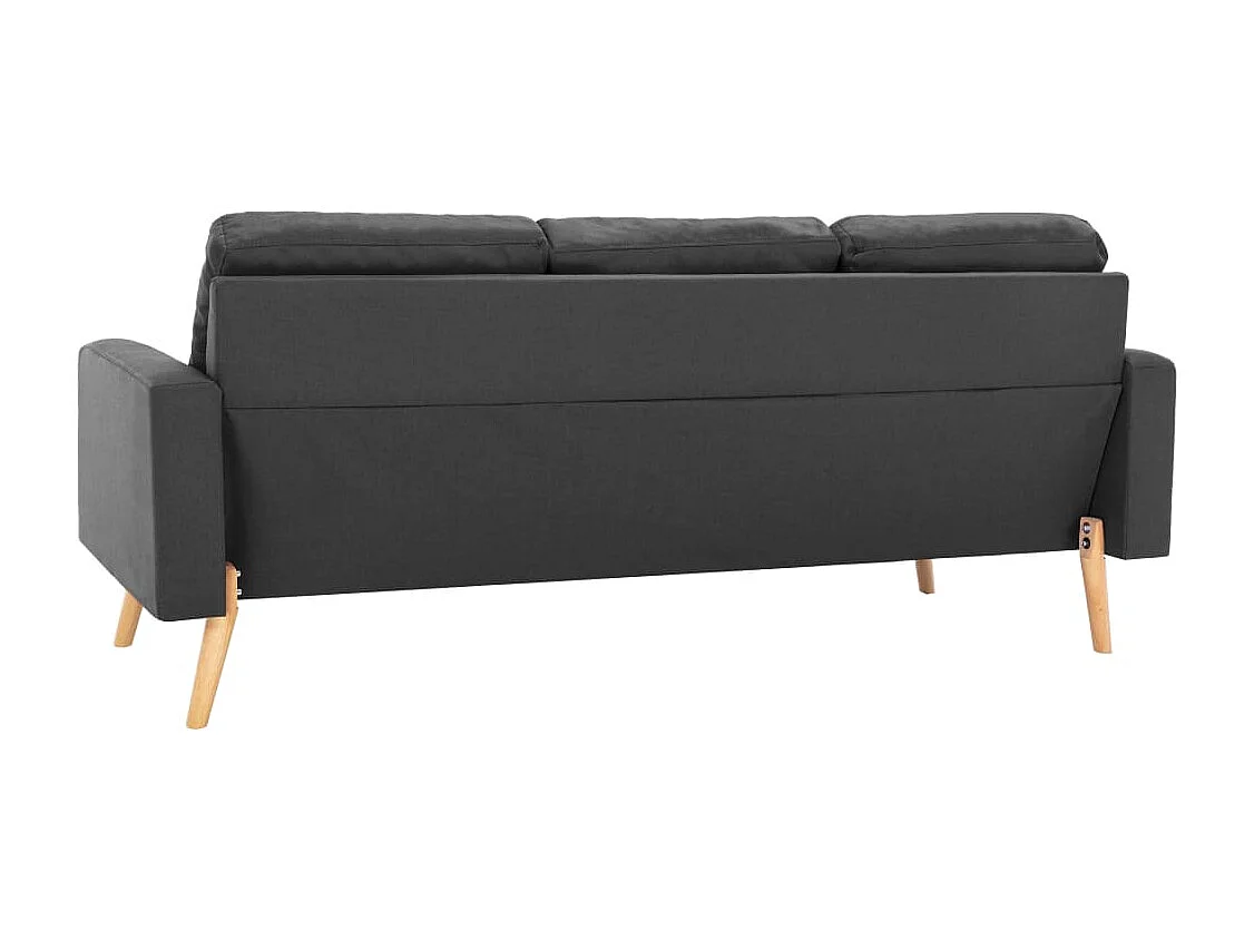 Sofá de 3 lugares tecido cinzento-escuro