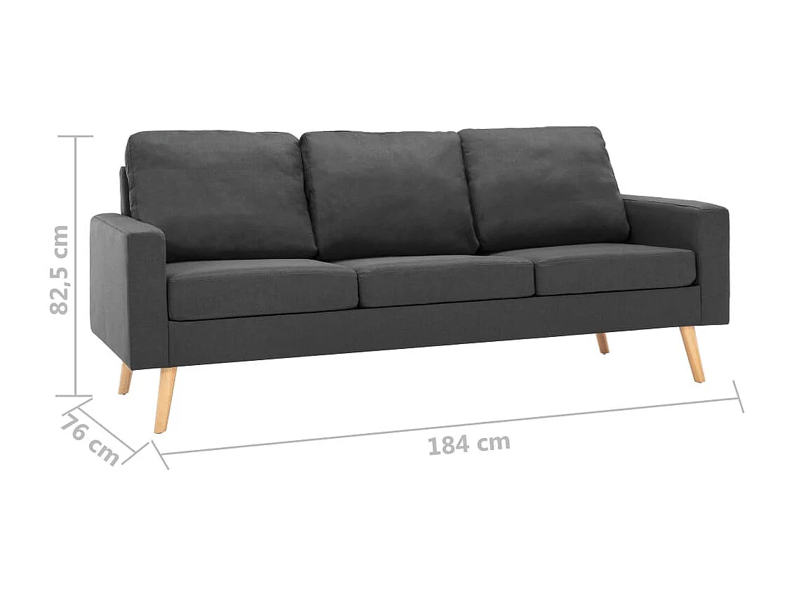 Sofá de 3 lugares tecido cinzento-escuro