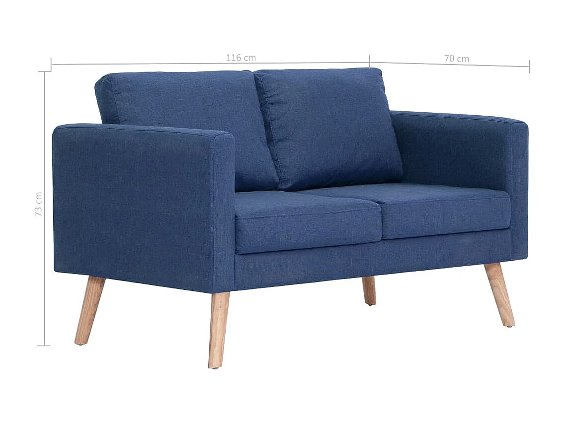 Tweezitsbank stof blauw