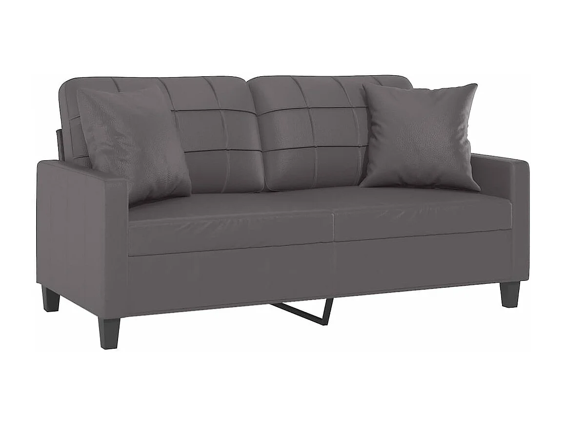 Tweezitsbank met sierkussens 140 cm kunstleer grijs