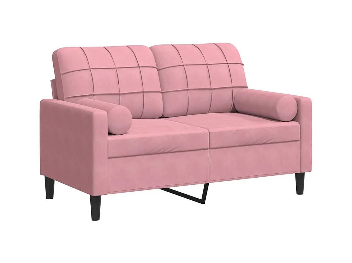 Canapé 2 places avec oreillers décoratifs rose 120 cm velours