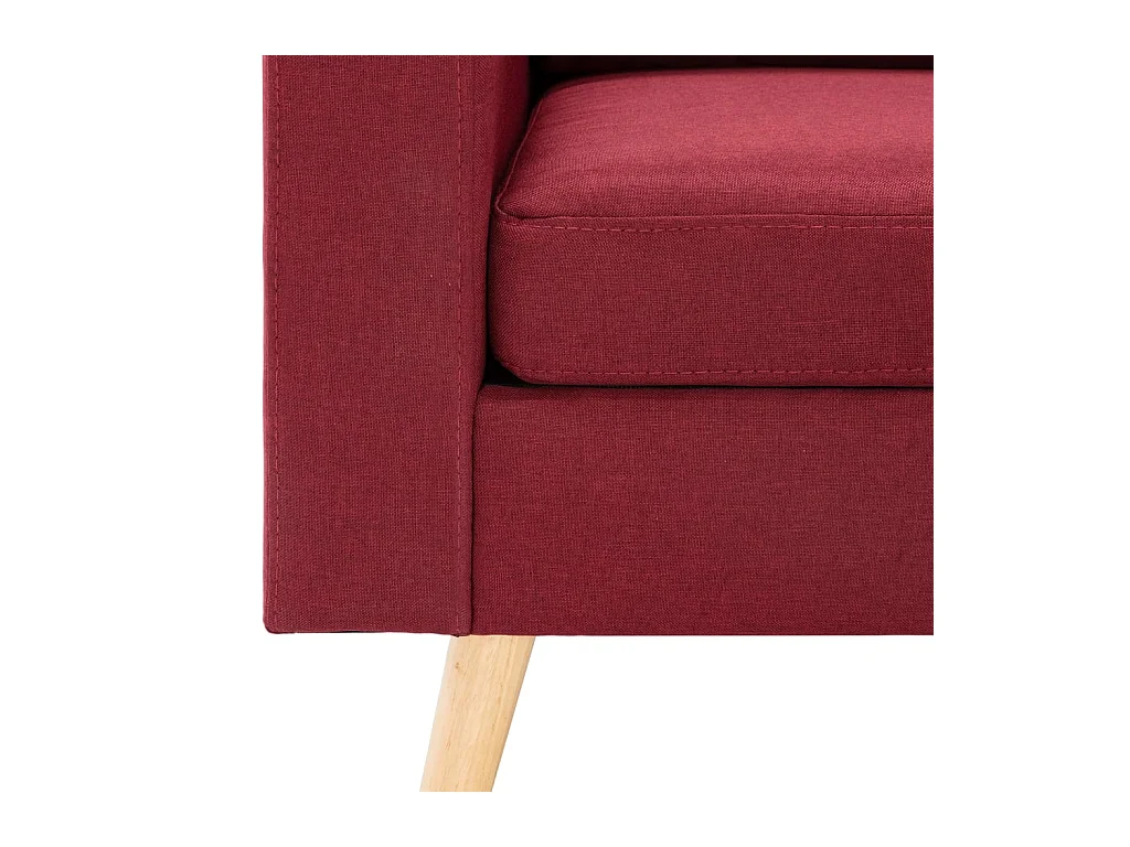 Canapé à 3 places avec repose-pied Rouge bordeaux Tissu
