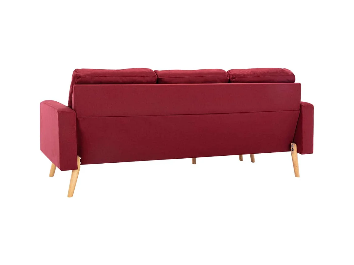 Canapé à 3 places avec repose-pied Rouge bordeaux Tissu