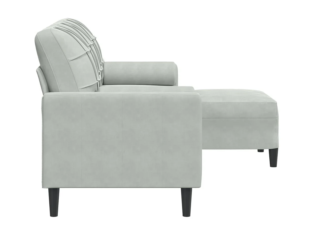 Canapé à 3 places avec repose-pieds Gris clair 180 cm Velours