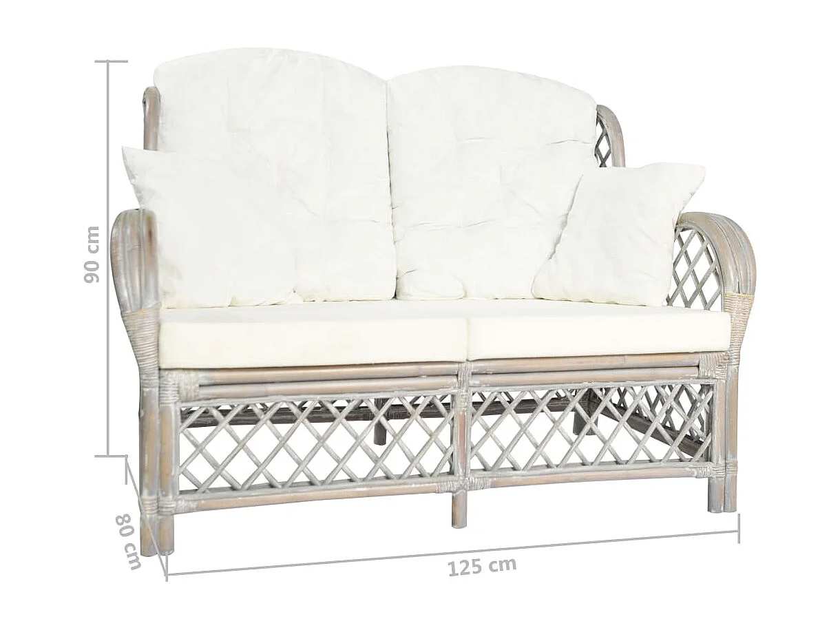 Tweezitsbank rattan grijs