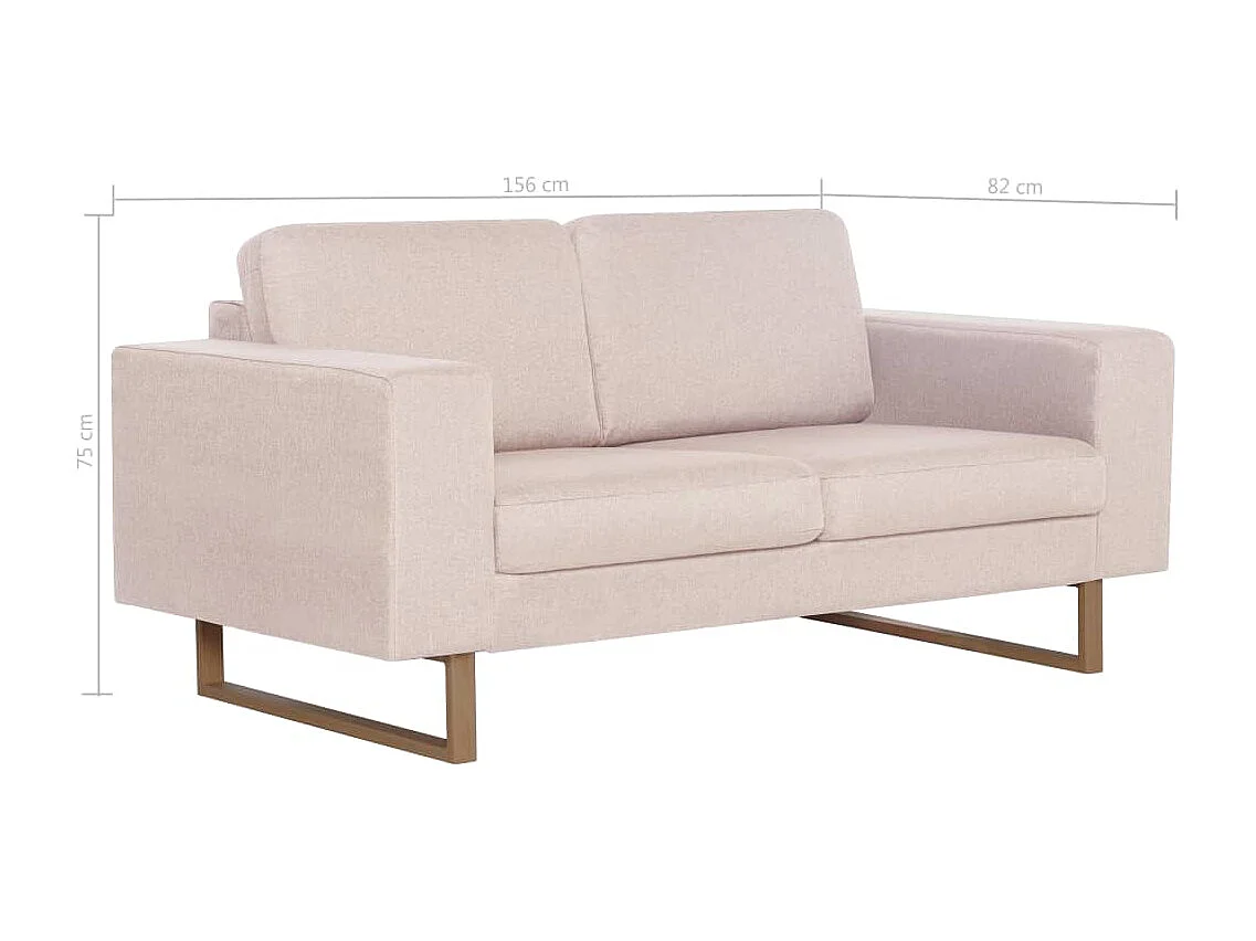 Canapé à 2 places Tissu Crème